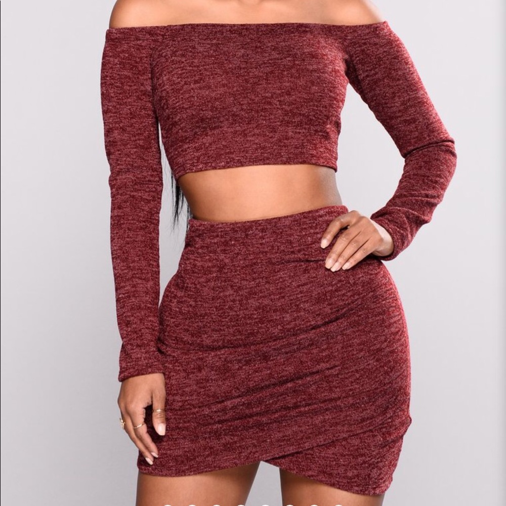 Fashion Nova Owen Off Shoulder Skirt Set